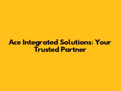 Ace Integrated Solutions: Your Trusted Partner